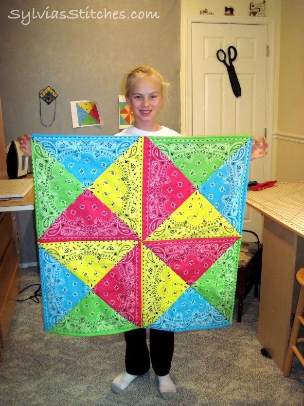 Easy Bandana Quilt, gentle on the wallet and the schedule and a great fix using stuff you already have on a shelf