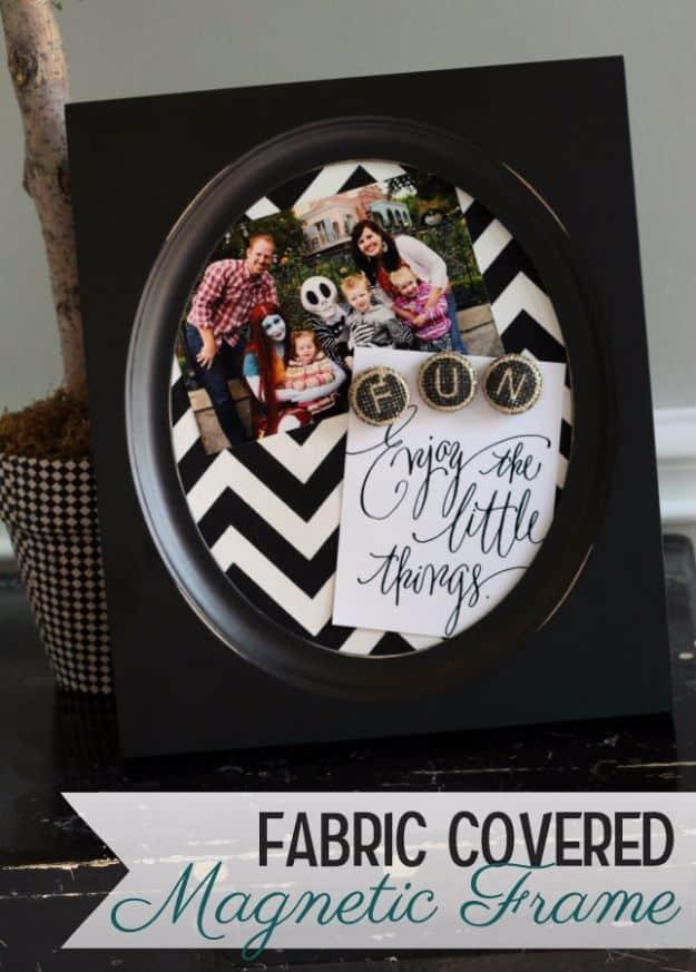 Last Minute Christmas Gifts - Fabric Covered Magnetic Frame - Quick DIY Gift Ideas and Easy Christmas Presents To Make for Mom, Dad, Family and Friends - Dollar Store Crafts and Ch