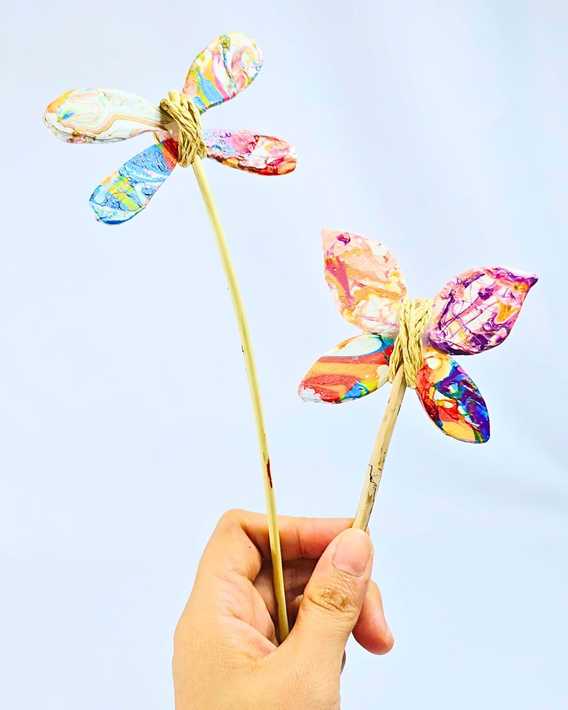 Easy Marbled Clay Butterfly Wand — marbled clay butterfly wand tutorial