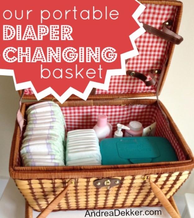 Portable Diaper Changing Basket, easy to redo the next time it is needed and the kind of tip that gets remembered and reused