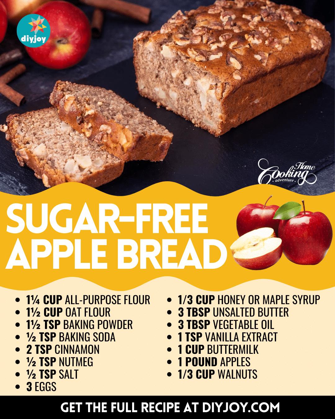 Healthy Sugar-Free Apple Bread Recipe