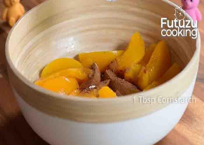 Seasoning the peaches for the turnover recipe