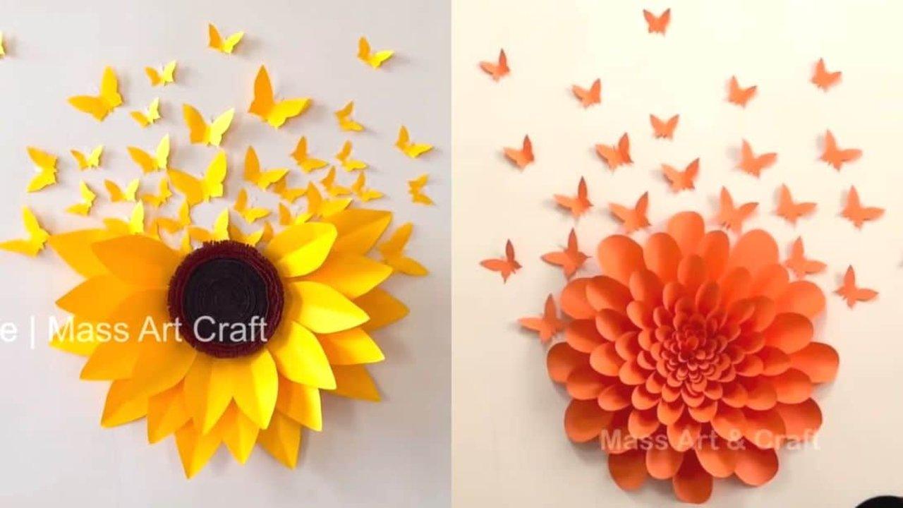 3 Awesome Wall Decor Ideas With Paper Flowers and Butterflies