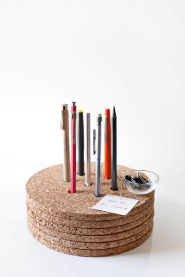 Organizing Ideas for Your Life - Cork Pencil Holder - Easy Crafts and Cool Ideas for Getting Organized - Best Ways to Get Organized - Things to Make for Being More Efficient and Pr