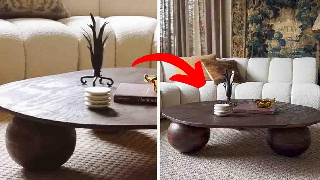 DIY Wooden Ball Coffee Table Using IKEA Serving Bowls