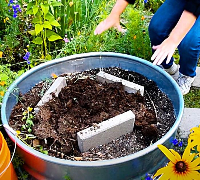Build Up Dirt For A Farmhouse Planter And Fountain