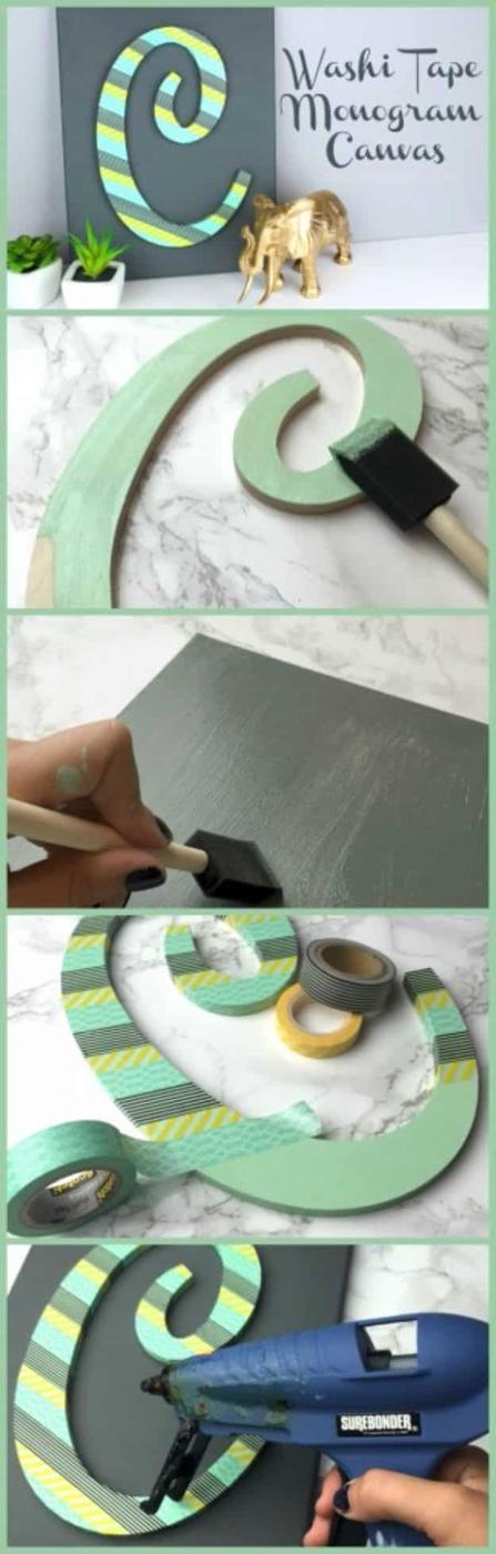 Washi Tape Monogram Canvas, fast enough to squeeze into a lunch break and a project neighbors ask where it came from