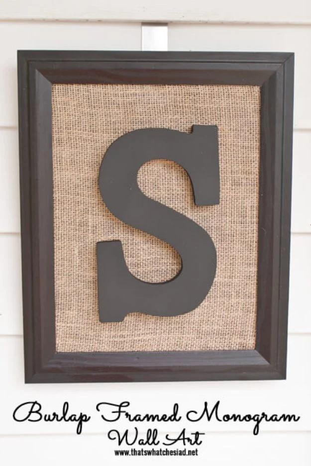 Burlap Framed Monogram Wall Art, quick enough to finish in an afternoon and a project worth repeating every year