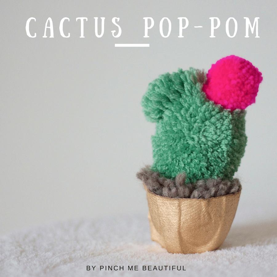 Cactus Pom Pom, a budget friendly way to use leftover yarn and a handmade project perfect for a cold evening