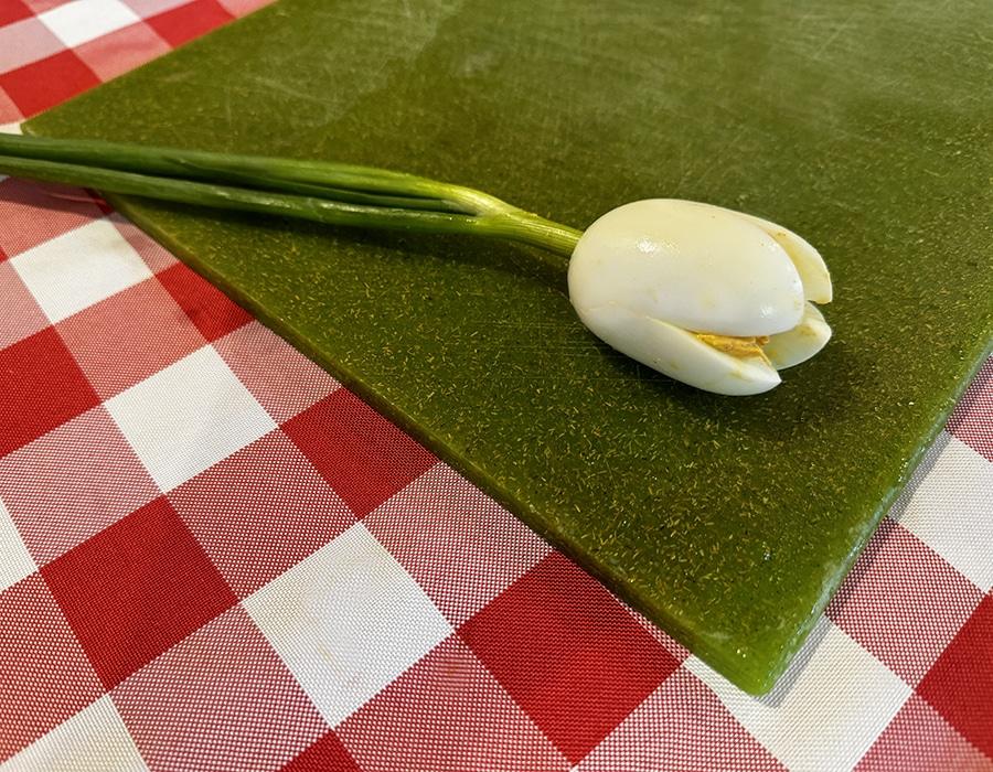 Deviled Egg Bouquet — single deveiled egg tuplip