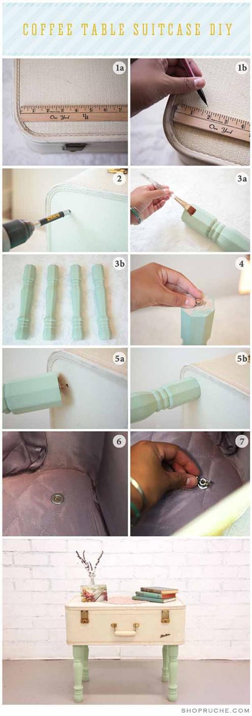 Repurposed DIY Furniture Ideas| Easy Vintage Suitcase Upcycling Projects | DIY Coffee Table Makeover | DIY Projects and Crafts by Sueeye #coffeetables #diyfurniture