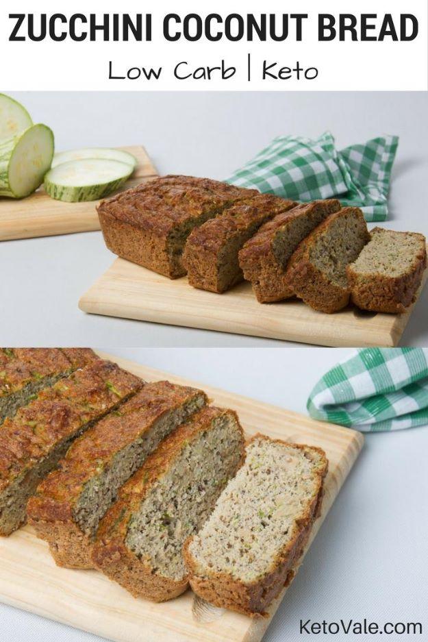 Keto Snacks - Keto Zucchini Coconut Bread - Keto Snack Recipes and Easy Low Carb Foods for the Ketogenic Diet On the Go #keto #ketodiet #ketorecipes