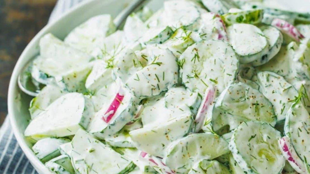 Easy Creamy Cucumber Salad Recipe