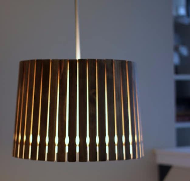 Paint Stick Pendant Light, a reclaimed wood craft, easy enough for a beginner and an idea worth saving for later