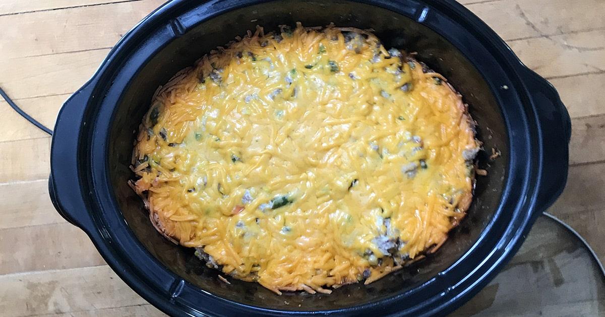 Crockpot Tater Tot Bacon Cheeseburger Casserole