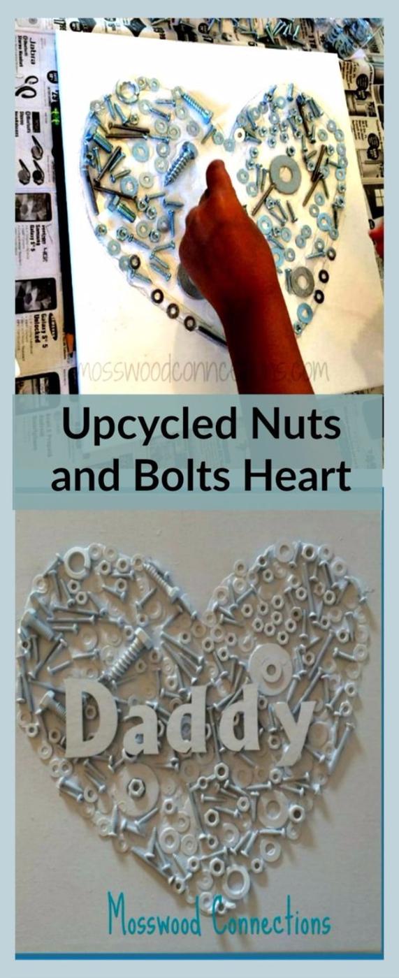 Upcycled Nuts And Bolts Craft, forgiving enough for a first attempt and a clever way to use what you already own