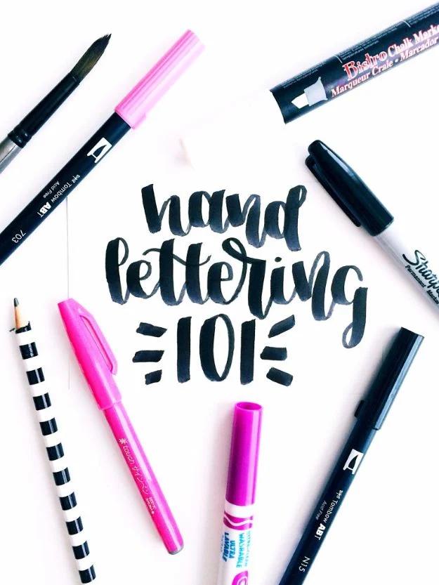 Brush Lettering Tutorials - Hand Lettering 101 - Simple and Fun Calligraphy Tutorial Videos - How To Paint the Alphabet in Calligraphy Handwriting with Pens, Watercolors, Adobe Ill