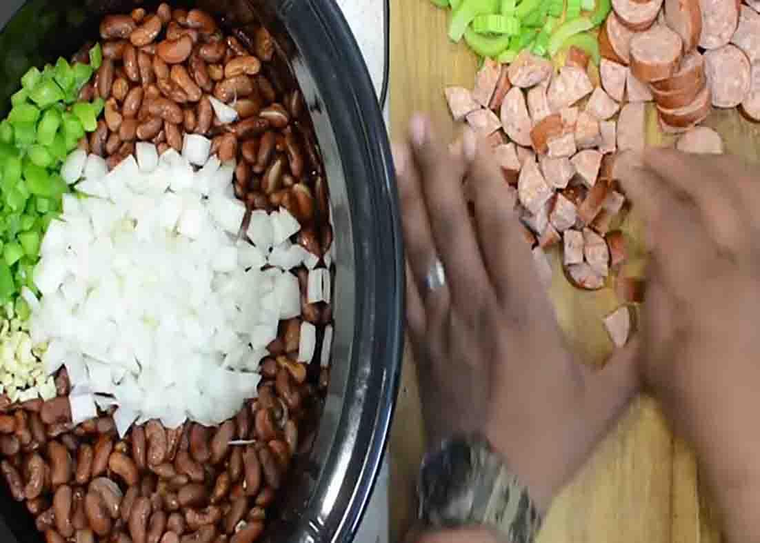 Adding all the ingredients to the crockpot