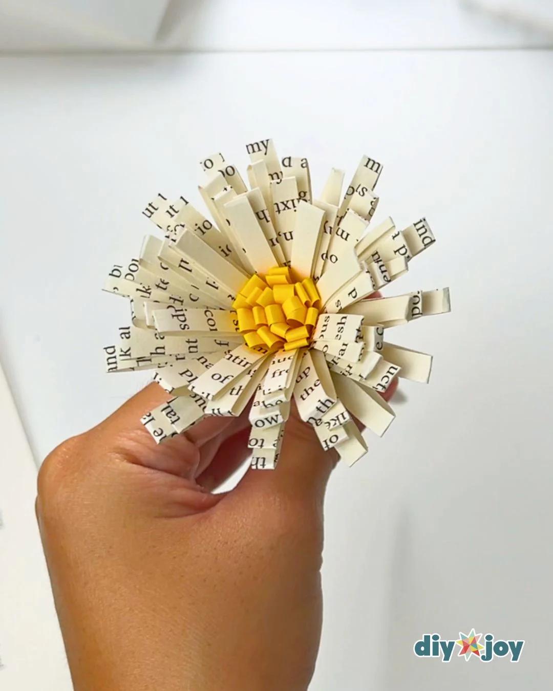 Easy Book Page Paper Flower — done