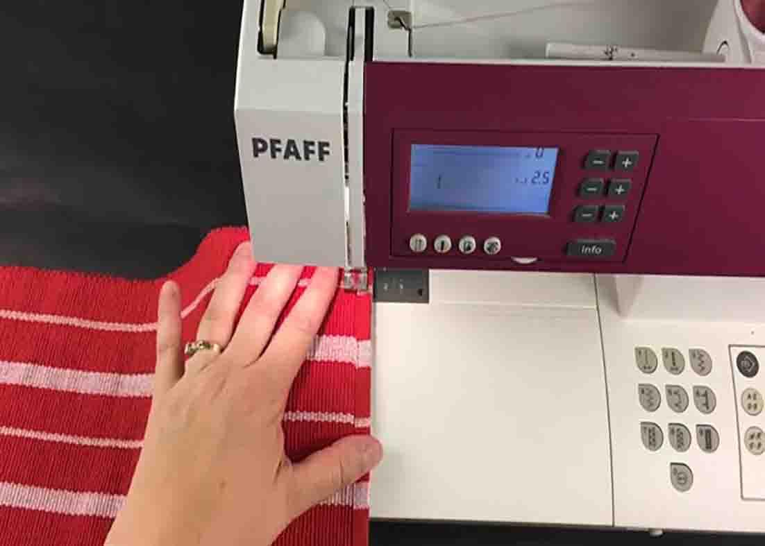 Sewing the placemats together to make the tote bag