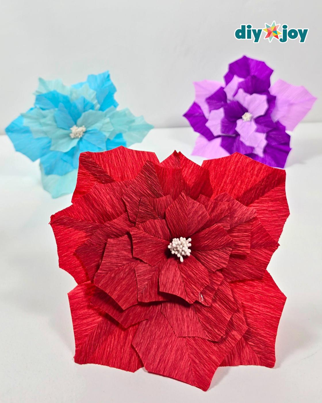 Easy Christmas Ornament Crepe Paper Poinsettia — crepe paper poinsettia ornament craft idea