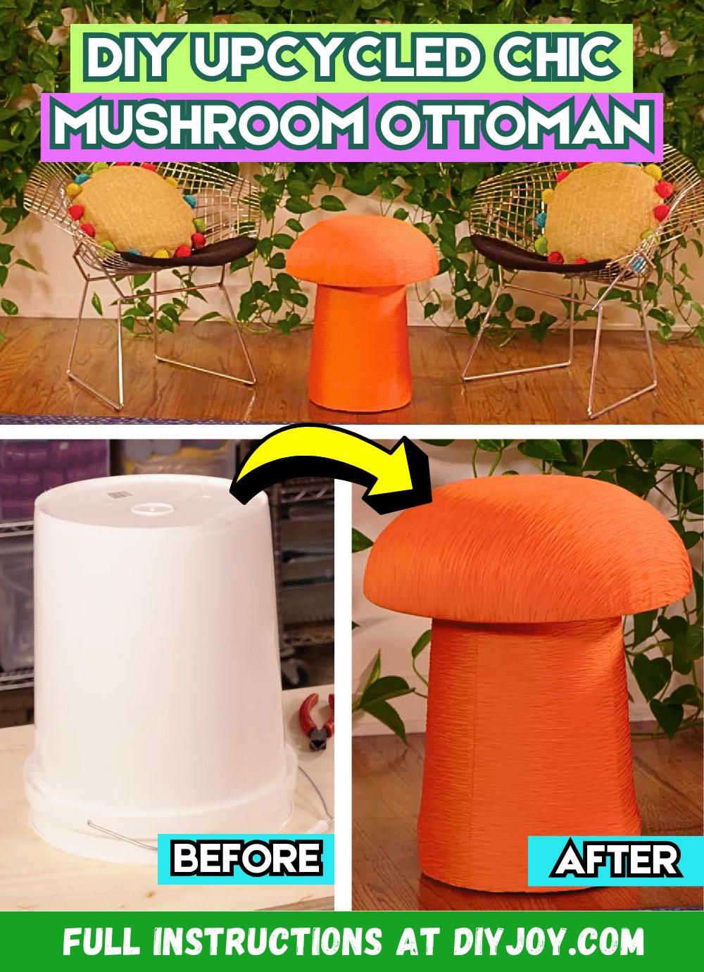 How To Upcycle A Plain Bucket Into A Mushroom Ottoman