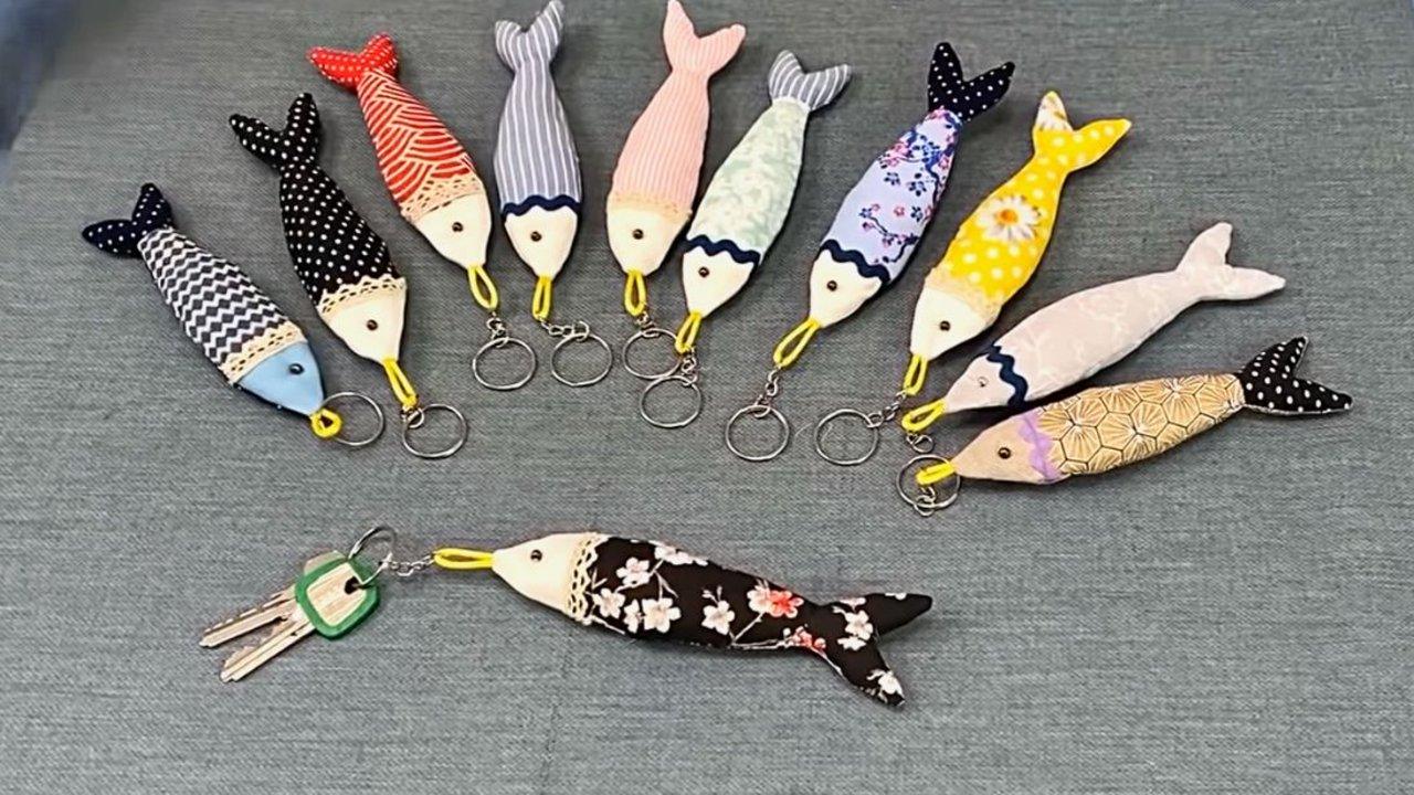 Sardine Keychains From Fabric Scraps