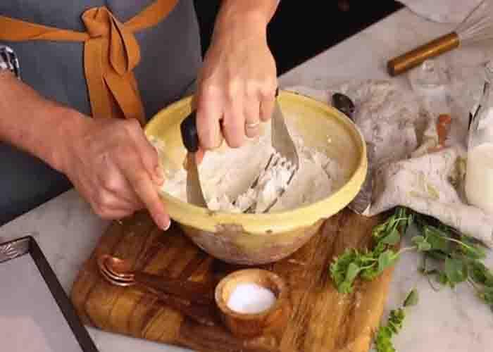 Making the dough for the drop biscuits recipe