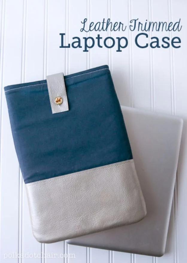 DIY Leather Trimmed Laptop Case, a thoughtful handmade gift, and a look that gets noticed the moment guests walk in