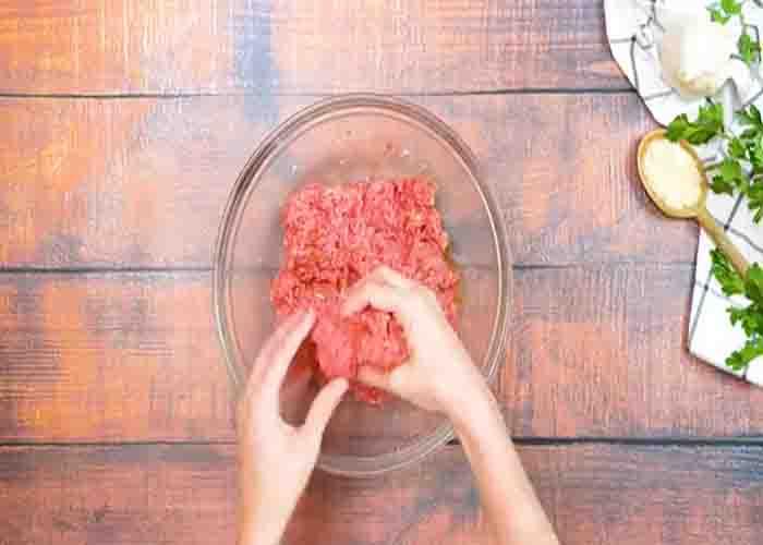 Forming the ground beef mixture into patties