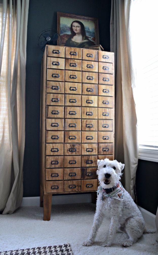 DIY Card Catalog Cabinet For Your Books, small scale enough to test on scrap first and a showpiece guests linger over