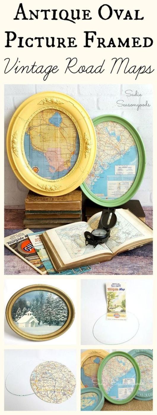 Antique Oval Framed Vintage Road Maps, a fast weekend build even for a novice and a keepsake worth handing down