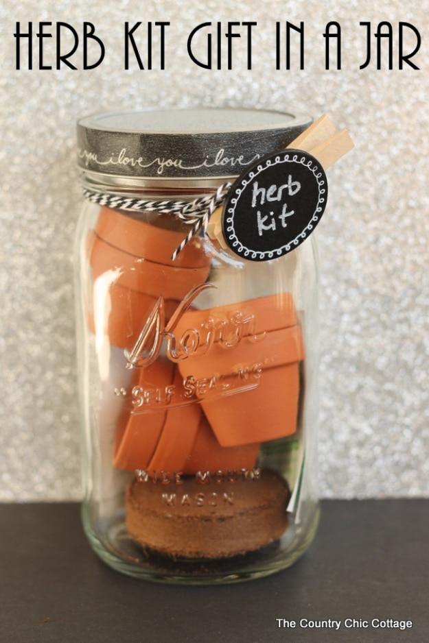 Herb Kit Gift In A Jar, simple enough to wrap up in one sitting and the gift everyone asks where it came from