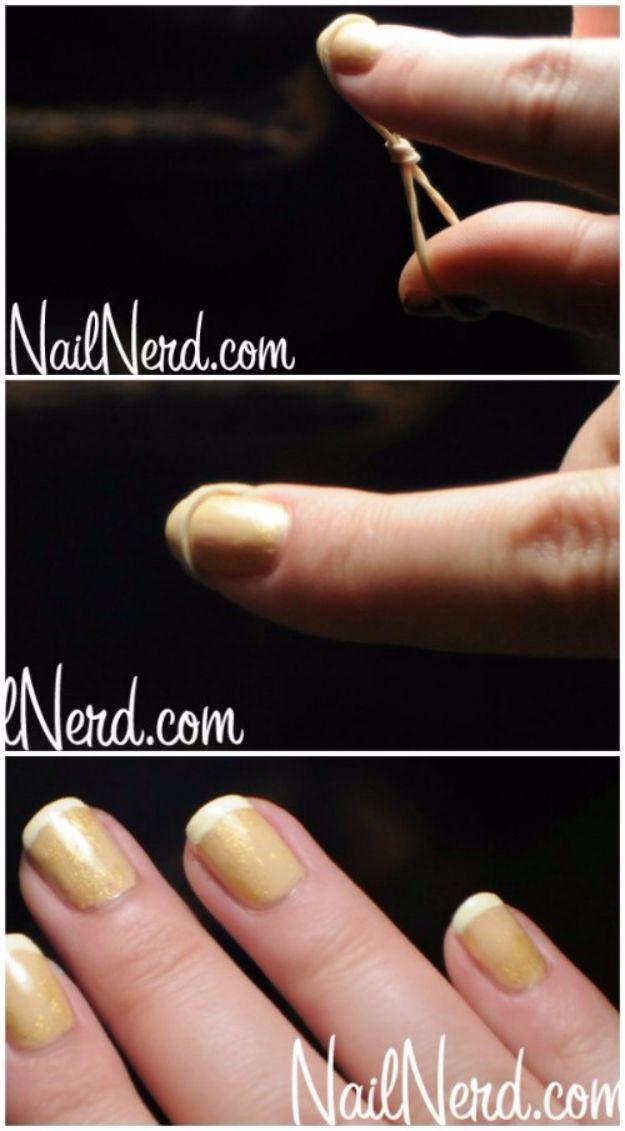 Rubber Band French Tip, a fun quick nail art idea worth trying at home and a cute look that takes just minutes