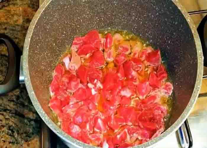 Cooking the beef for the stew recipe