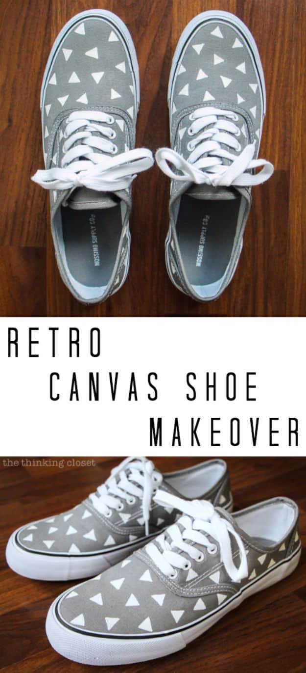 Retro Canvas Shoes, budget friendly using stuff already sitting in a bin and a detail guests always ask about