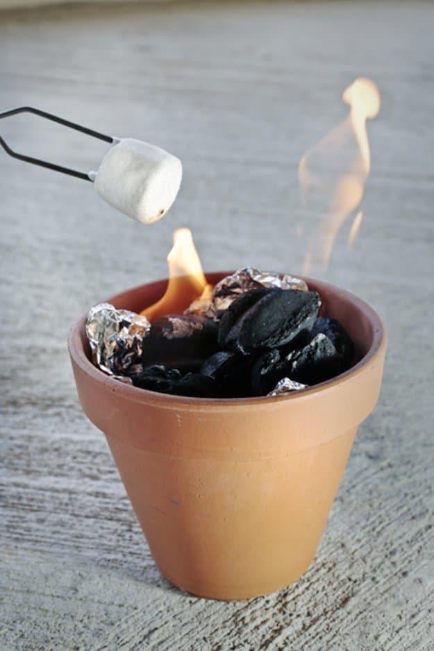 Terra Cotta S'mores Pit, simple to scale to fit almost any space and worth bookmarking for your next project list