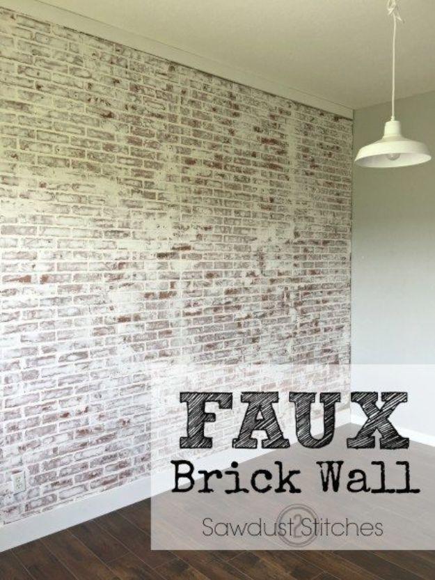 DIY Faux Finishes for Walls - Faux Brick Wall - Step by Step Tutorials for Do It Yourself Faux Finish Wall Textures - Rustic, Colour, Tuscan Style, Simple Metallic, Sponge Painting