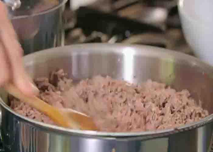 Cooking the ground beef for the cottage pie recipe