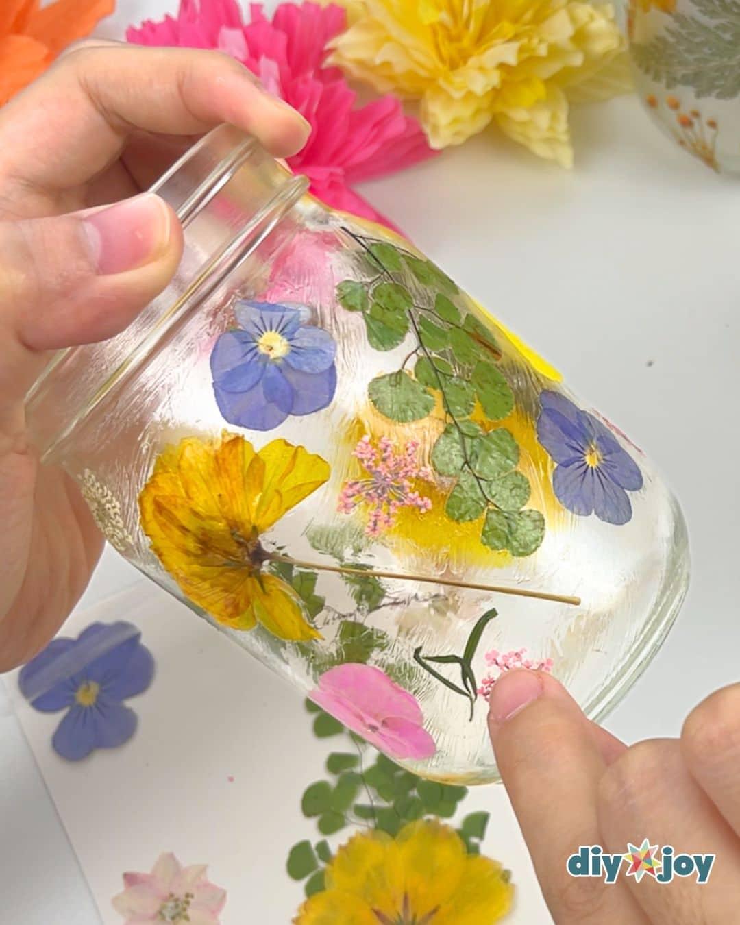 Homemade Mason Jar Fairy Lights Pressed Flowers — filling the spaces