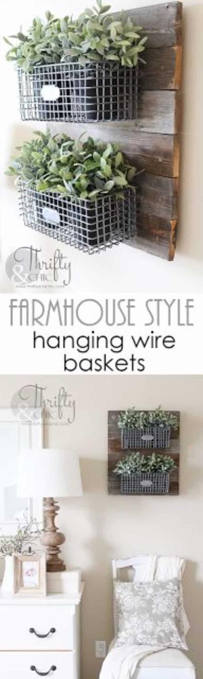 Farmhouse Style Hanging Wire Baskets, flexible enough to fit whatever materials are on hand and a keepsake worth handing down