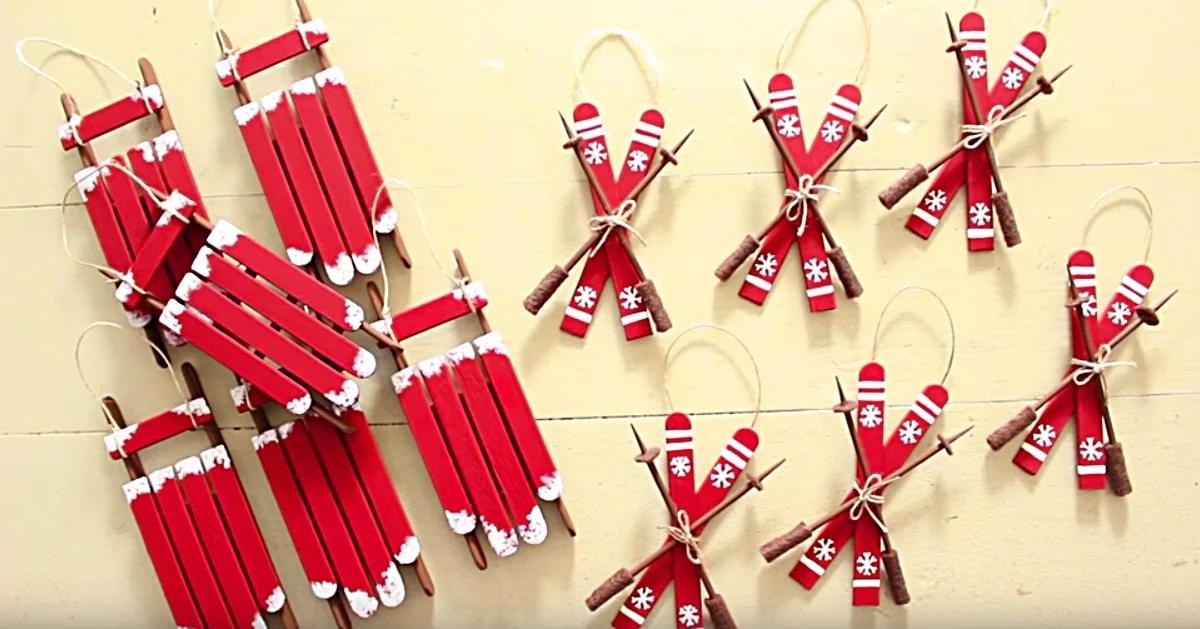 Learn To Make Sled And Ski Ornaments From Popsicle Sticks