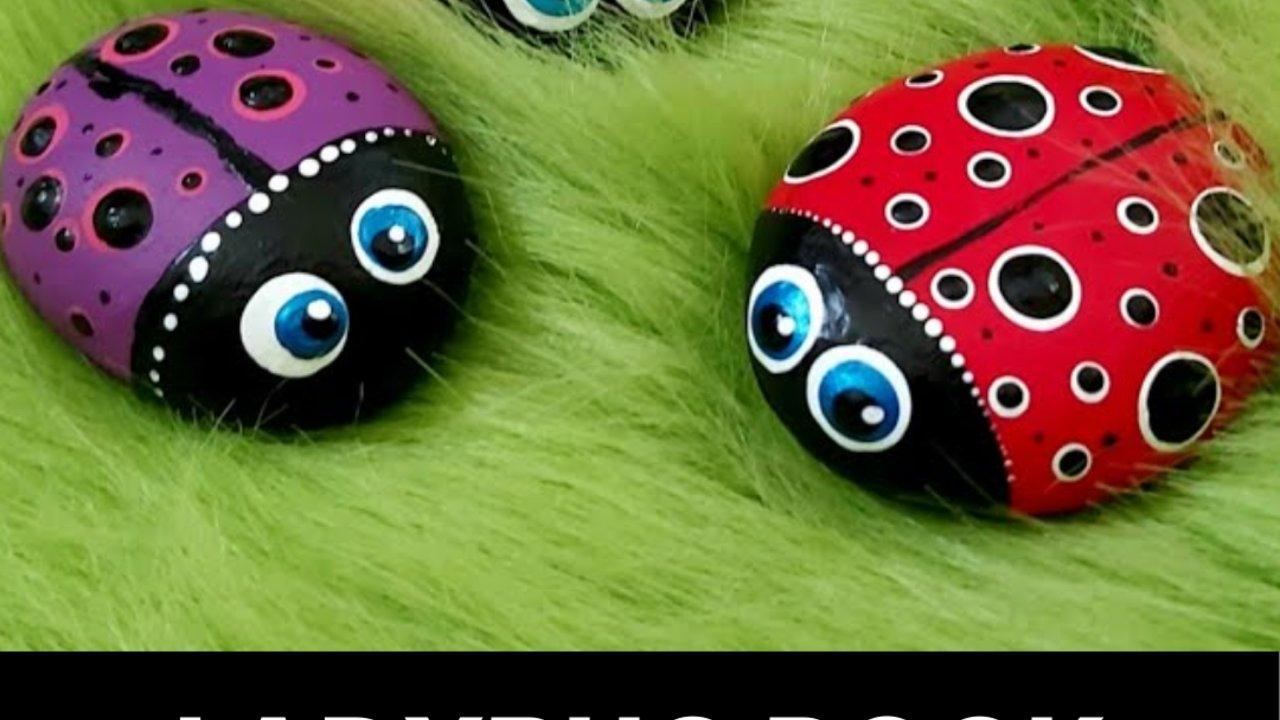 Easy Ladybug Rock Painting Using Pencils