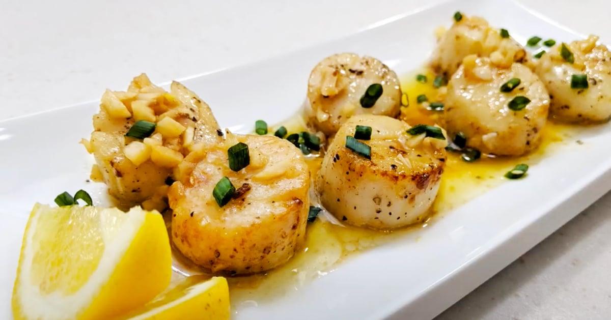 Garlic Lemon Butter Scallops Air Fryer Recipe
