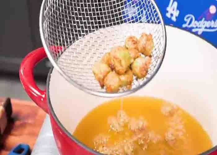 Frying the okra