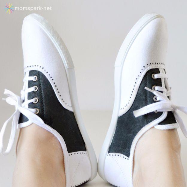 Painted Faux Saddle Shoes, gentle on the budget and the clock alike and a project that earns its spot on a shelf