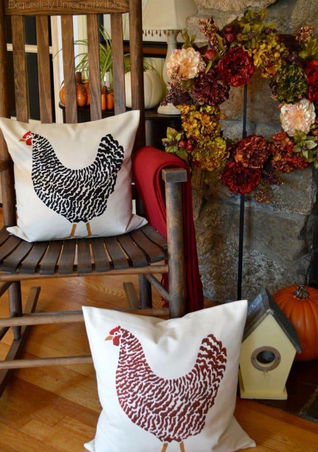 DIY Pillows and Creative Pillow Projects - DIY Stenciled Rooster Pillow - Decorative Cases and Covers, Throw Pillows, Cute and Easy Tutorials for Making Crafty Home Decor - Sewing