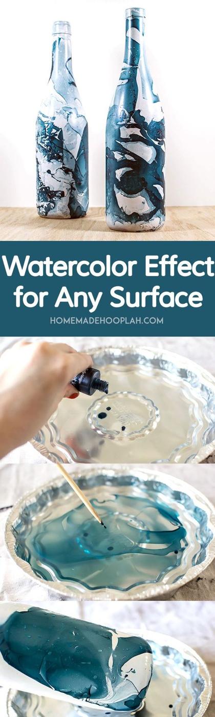 DIY Nail Polish Crafts -Watercolor Glasses - Easy and Cheap Craft Ideas for Girls, Teens, Tweens and Adults | Fun and Cool DIY Projects You Can Make With Fingernail Polish - Do It