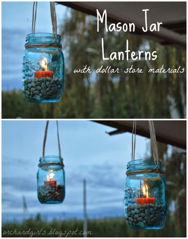 Mason Jar Lanterns, quick to put together in an afternoon and a great fix using stuff you already have on a shelf