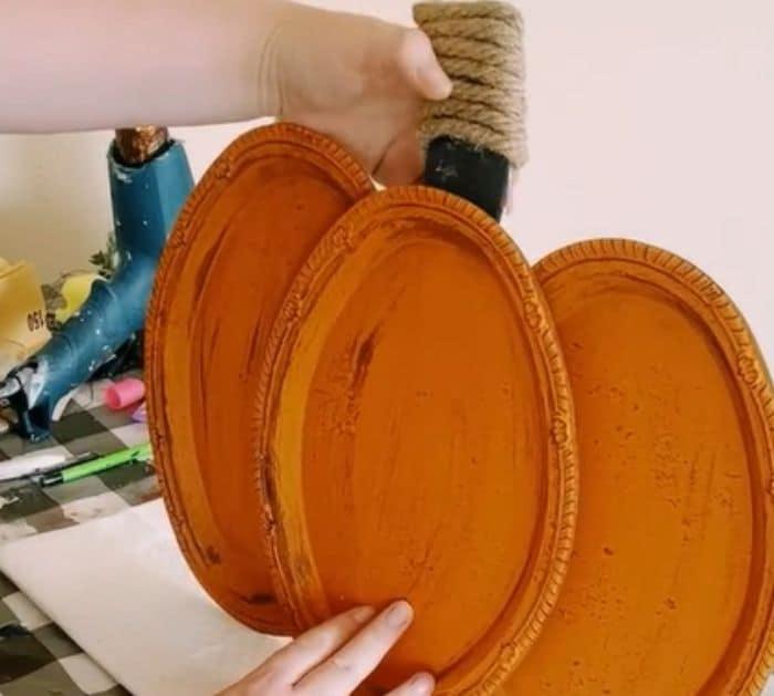 Cute Pumpkin Made Out of Dollar Tree Platters DIY